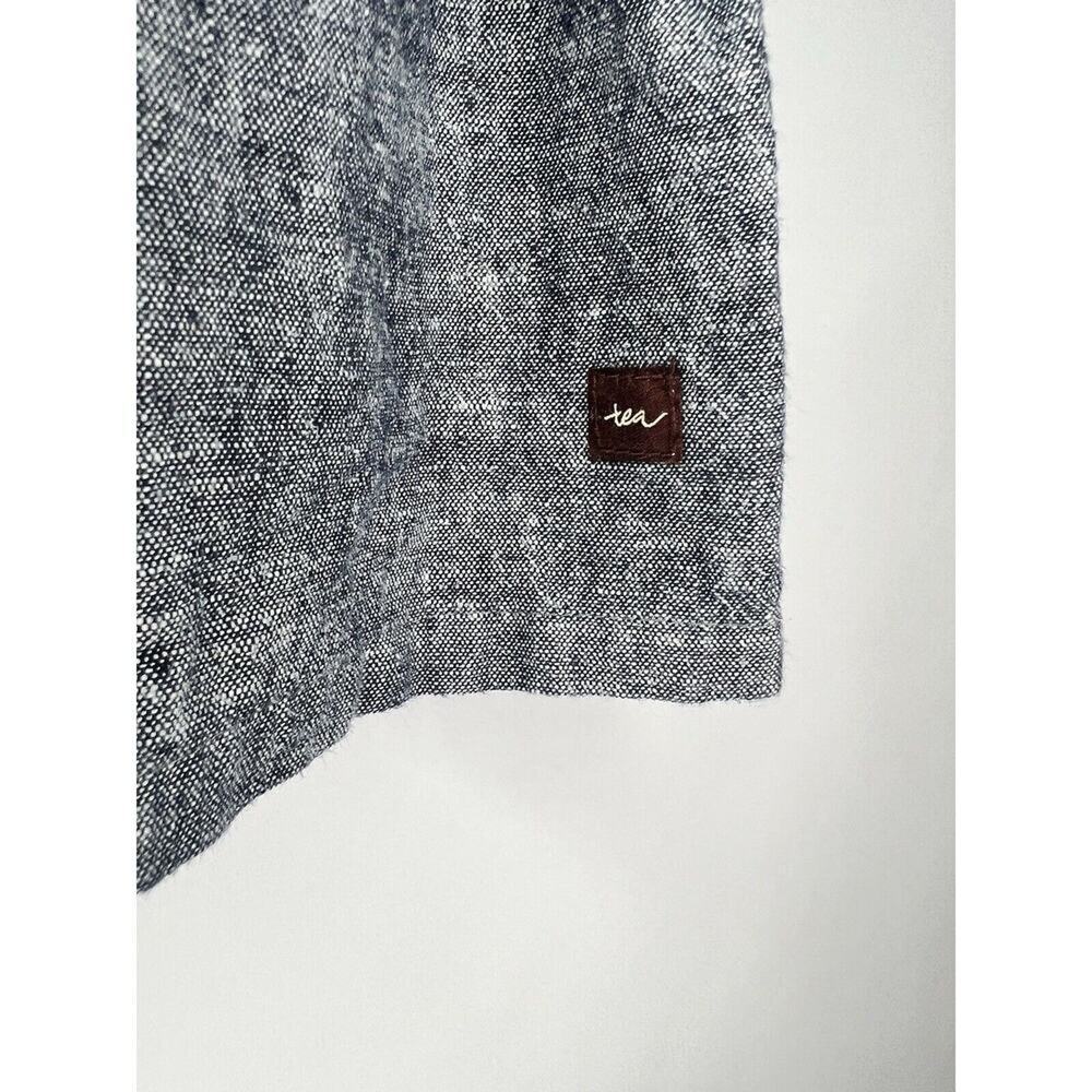 Tea Collection Baby Dress, Chambray Blue Linen Cotton, Floral Embroidered Ruffle - Picture 9 of 11